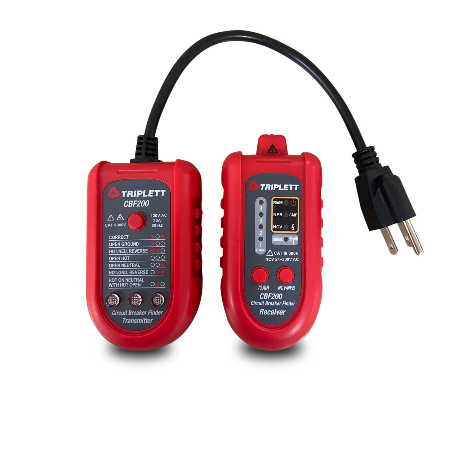 Triplett Circuit Breaker Finder — Comparison Mode, Detects 6 Wiring Faults, Built-In Non-Contact Voltage Detector, Model# CBF200